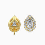 Pear & Round Diamond Halo Stud Earring