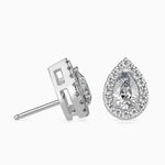 Pear & Round Diamond Halo Stud Earring