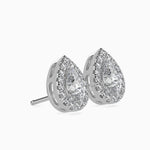 Pear & Round Diamond Halo Stud Earring
