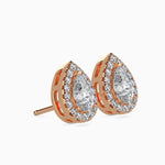 Pear & Round Diamond Halo Stud Earring