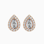 Pear & Round Diamond Halo Stud Earring
