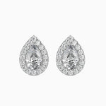 Pear & Round Diamond Halo Stud Earring