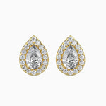 Pear & Round Diamond Halo Stud Earring