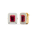 Cherry Halo Diamond Studs