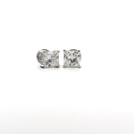 1 Carat Each Princess Solitaire Diamond Earrings