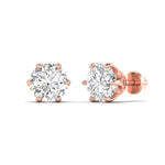 1 Carats Each Round Diamonds Studs