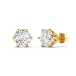 1 Carats Each Round Diamonds Studs