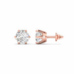 1 Carats Each Round Diamonds Studs