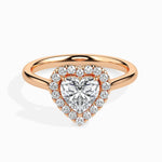 1.2 Heart Solitaire Diamond Halo Ring