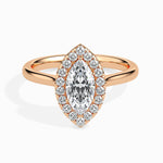 1 Carat Solitaire Marquise Diamond Halo Ring