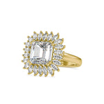 1.27 Carat Square Emerald Solitaire Crown Diamond Ring