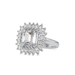 1.27 Carat Square Emerald Solitaire Crown Diamond Ring