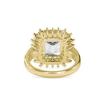 1.27 Carat Square Emerald Solitaire Crown Diamond Ring