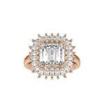 1.27 Carat Square Emerald Solitaire Crown Diamond Ring