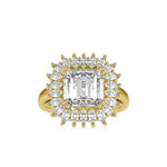 1.27 Carat Square Emerald Solitaire Crown Diamond Ring