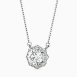 1 Carat Centre Solitaire Round Diamond Halo Pendant