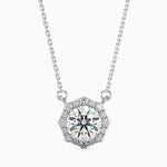 1 Carat Centre Solitaire Round Diamond Halo Pendant