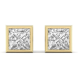 2 Carat Princess Shape Solitaire Diamond Earrings