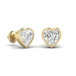 2 Carat Each Heart Shape Solitaire Diamond Earrings