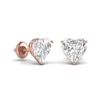 2 Carat Each Heart Shape Solitaire Diamond Earrings