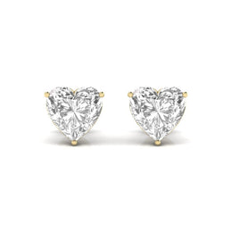2 Carat Each Heart Shape Solitaire Diamond Earrings