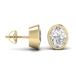 2 Carat Each Oval Solitaire Diamond Earrings