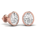 2 Carat Each Oval Solitaire Diamond Earrings