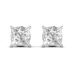 2 Carats Princess Shape Solitaire Diamond Basket Earrings