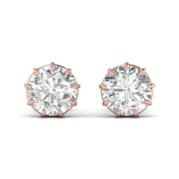 2 Carat Each Round Solitaire Diamond  Earring