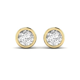 1.5 Carat Each Round Solitaire Diamond Bezel Earrings