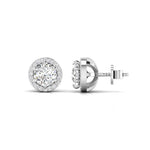 1 Carat Each Round Diamonds Halo Studs