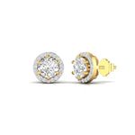 1 Carat Each Round Diamonds Halo Studs