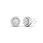 1 Carat Each Round Diamonds Halo Studs