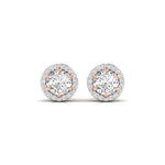 1 Carat Each Round Diamonds Halo Studs