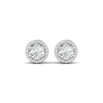 1 Carat Each Round Diamonds Halo Studs