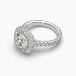 2.25 Carat Pavé Band Halo Solitaire Ring