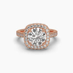 2.25 Carat Pavé Band Halo Solitaire Ring