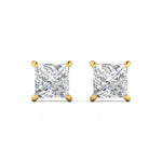 2.51 Carat Each Princess Cut Diamonds Studs