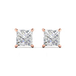 2.51 Carat Each Princess Cut Diamonds Studs