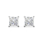 2.51 Carat Each Princess Cut Diamonds Studs