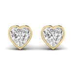6 Carat Heart Shape Solitaire Diamond Bezel Studs