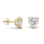 3 Carat Each Heart Shape Solitaire Diamond Earrings