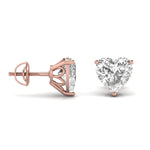 3 Carat Each Heart Shape Solitaire Diamond Earrings
