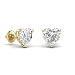 3 Carat Each Heart Shape Solitaire Diamond Earrings
