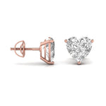 3 Carat Each Heart Shape Solitaire Diamond Earring
