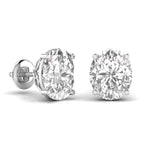 3 Carats Each Oval Shape Solitaire Diamond Earrings
