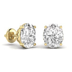 3 Carats Each Oval Shape Solitaire Diamond Earrings