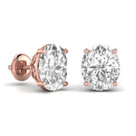 3 Carats Each Oval Shape Solitaire Diamond Earrings