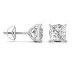 3 Carat Each Princess Shape Solitaire Studs