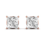 3 Carat Each Princess Shape Solitaire Earrings